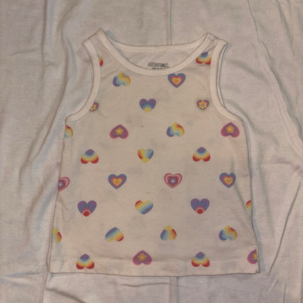Gerber White Tank Top with Rainbow Heart Print